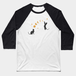 Cat and Moon #1 Baseball T-Shirt