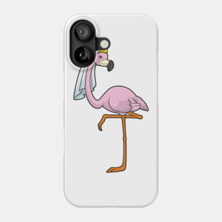 Flamingo as Bride at Wedding with Veil Phone Case
