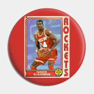 Hakeem Olajuwon Retro Style 90s Trading Card Pin