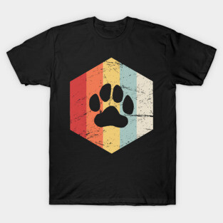Retro Vintage Furry Paw Print T-Shirt
