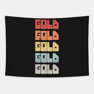 GOLD | Vintage 70s Gold Panning Text Tapestry