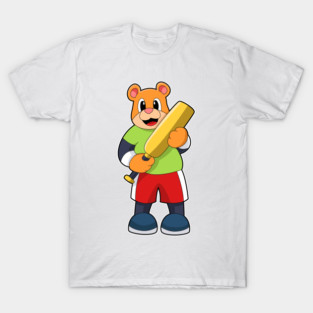 Bear at Cricket with Cricket bat T-Shirt