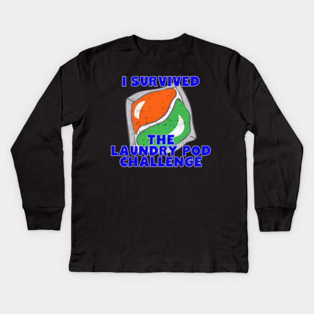 I Survived The Laundry Pod Challenge Kids Long Sleeve T-Shirt by belownormal