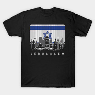 Jerusalem Israel Skyline Israeli Flag T-Shirt