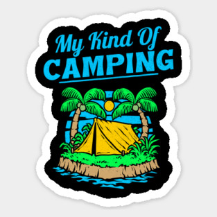 My Kind of Camping in the tropics tropical sunset and palm trees Magnet