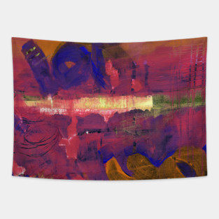 Abstract colorful background with hand-painted texture. Red-violet-pink painting with splashes, drops of paint, paint smears, letters. Design for the  fabric, wallpapers, covers and packaging. Tapestry