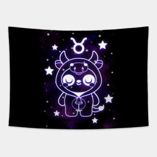 Taurus kawaii zodiac sign Tapestry