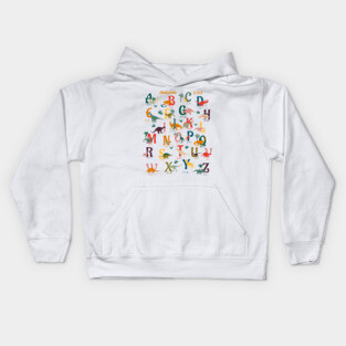 Dinosaurs A to Z- Rainbow Dinos Chart Kids Hoodie