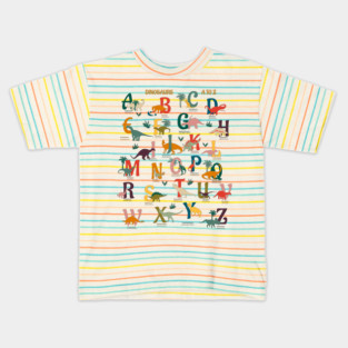 Dinosaurs A to Z- Rainbow Dinos Chart Kids T-Shirt