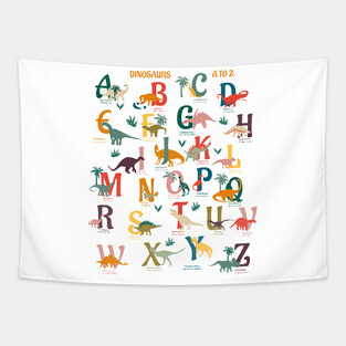 Dinosaurs A to Z- Rainbow Dinos Chart Tapestry