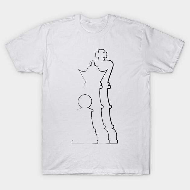 King queen and pawn chess line art T-Shirt by AnnArtshock