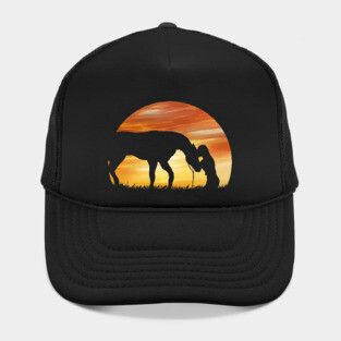 Horse Love Sundown Shadow Girl with Horse Hat
