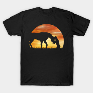 Horse Love Sundown Shadow Girl with Horse T-Shirt