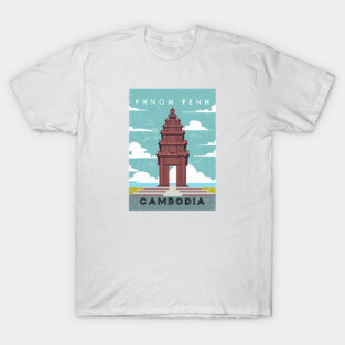 Phnom penh, Cambodia. Retro travel poster T-Shirt