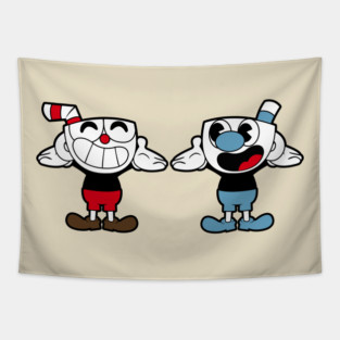 Happy Cuphead and Mugman Tapestry