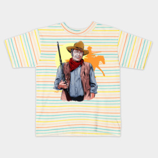 John Wayne - An illustration by Paul Cemmick Kids T-Shirt