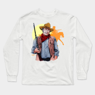John Wayne - An illustration by Paul Cemmick Long Sleeve T-Shirt