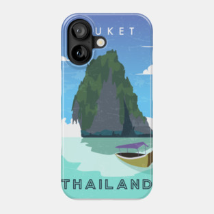 Phuket, Thailand. Retro travel poster Phone Case