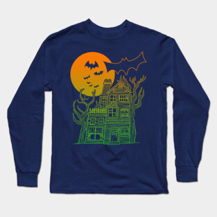 Haunted House Neon Gradient Long Sleeve T-Shirt