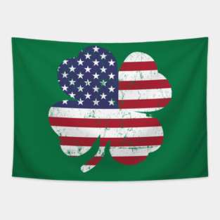 American Flag Shamrock Tapestry