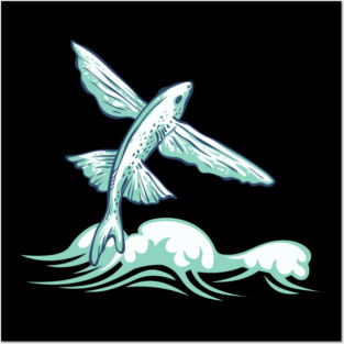 Flying fish fishing sea water angler Posters and Art