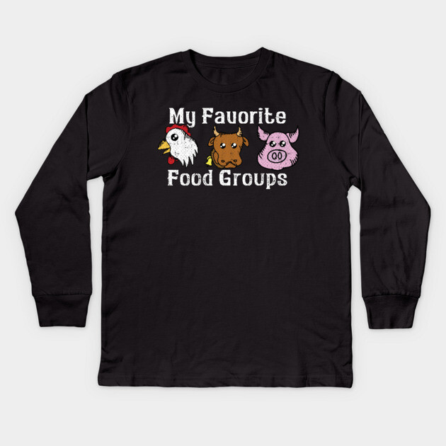 My Favorite Food Groups Kids Long Sleeve T-Shirt by belownormal