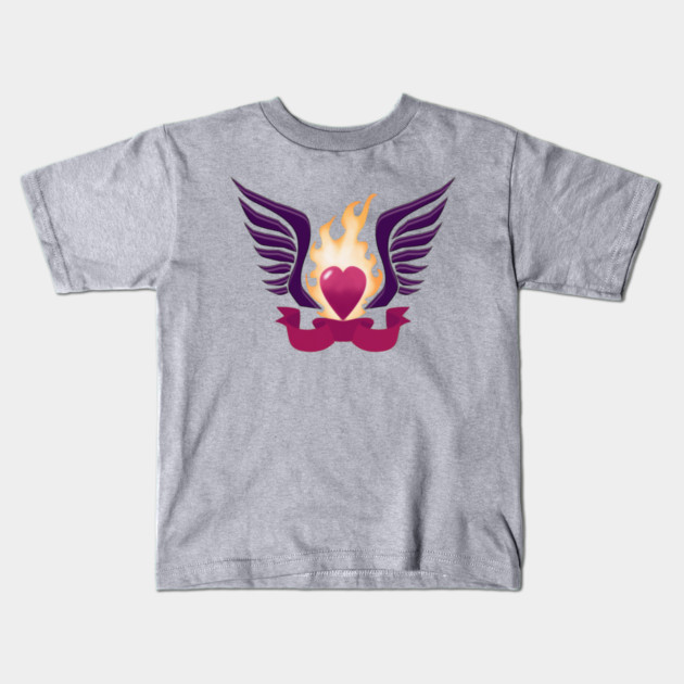 FLAME HEART Kids T-Shirt by droidmonkey