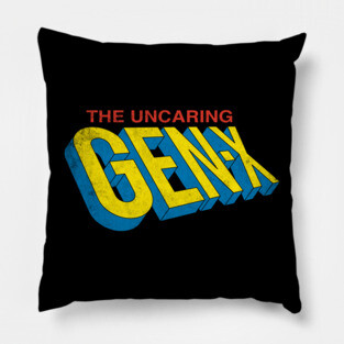 The Uncaring Gen-X - Vintage Distressed Superhero - Comic Book Graphic Logo Pillow