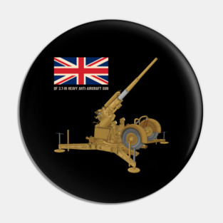 QF 3.7-inch British Flag WW2 Heavy Anti-aircraft Gun Diagram Gift Pin