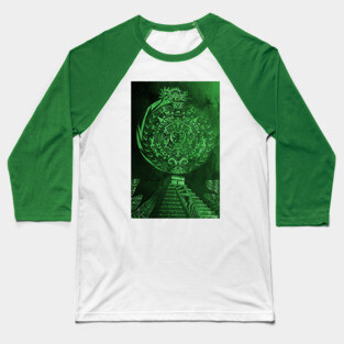 the mexican pyramids in teotihuacan green dragon aztec calendar Baseball T-Shirt