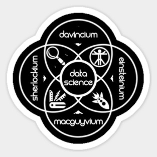 Data Science Periodic Venn Diagram of Elements | Vintage Retro Hipster Logo White Sticker