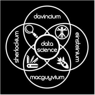 Data Science Periodic Venn Diagram of Elements | Vintage Retro Hipster Logo White Posters and Art
