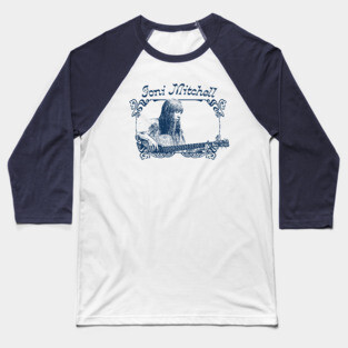 Joni Mitchell // Retro 1970s Style Fan Art Design Baseball T-Shirt