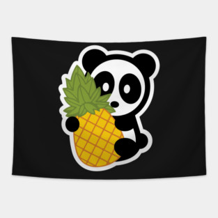 Panda Pineapple Pen Bambu Brand Food Foodie Tropical Dole Plantation Spikey Fresh Sour Sweet Citrus Hawaii Island Tapestry