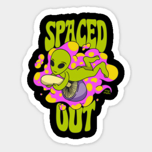 Spaced Out Mushroom Riding Alien Sticker