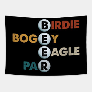 Vintage Birdie Bogey Eagle Par Beer Funny Golf Golfing Golfer Gif Tapestry