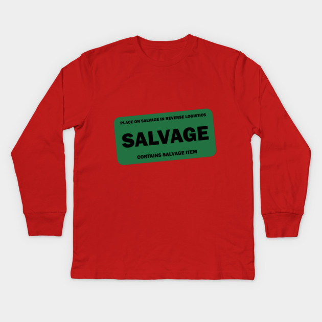 Contains Salvage Item Reverse Logistics Kids Long Sleeve T-Shirt by belownormal