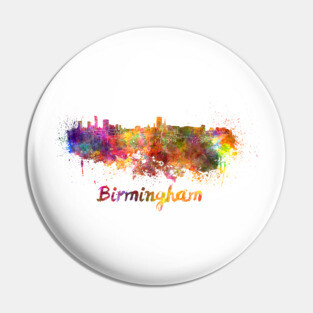 Birmingham AL skyline in watercolor Pin