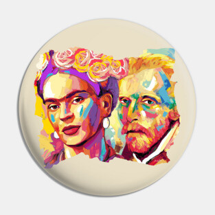 Van Gogh Frida Kahlo Portrait Pin