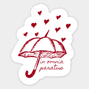 In Omnia Paratus Umbrella with hearts Sticker