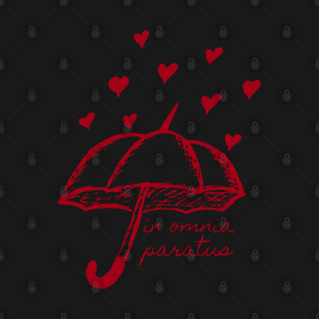 In Omnia Paratus Umbrella with hearts by Stars Hollow Mercantile