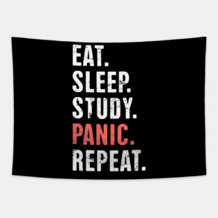 Eat. Sleep. Study. Panic. | Funny Medical Student Quote Tapestry