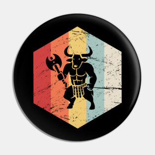 Retro Vintage Greek Mythology Minotaur Icon Pin