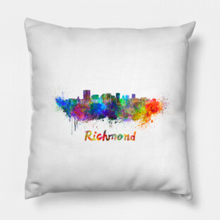 Richmond skyline in watercolor Pillow