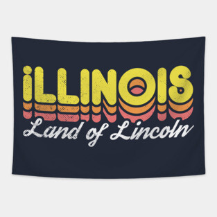 Retro Illinois Land of Lincoln Tapestry