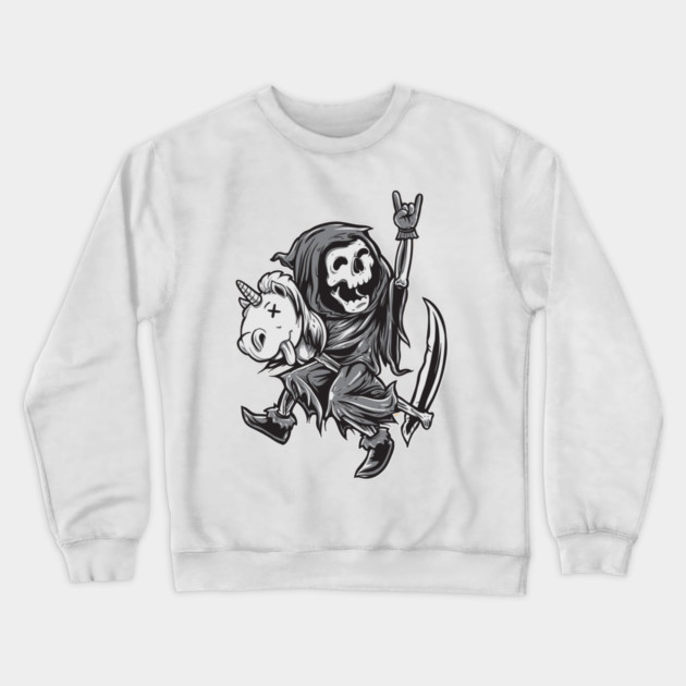 Reaper on a Toy Unicorn Funny Halloween T Shirts & Gifts Crewneck Sweatshirt by creative