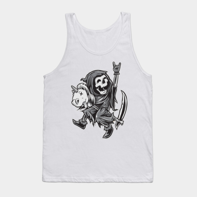 Reaper on a Toy Unicorn Funny Halloween T Shirts & Gifts Tank Top by creative