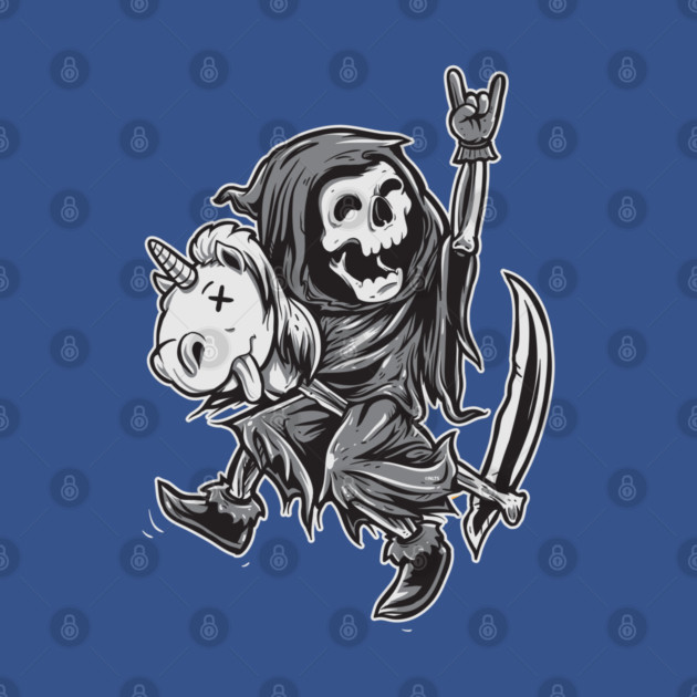 Reaper on a Toy Unicorn Funny Halloween T Shirts & Gifts by creative