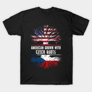 American Grown with Czech Roots USA Flag T-Shirt