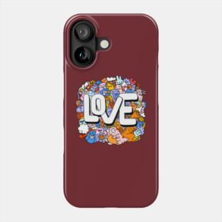 doodle love monster Phone Case